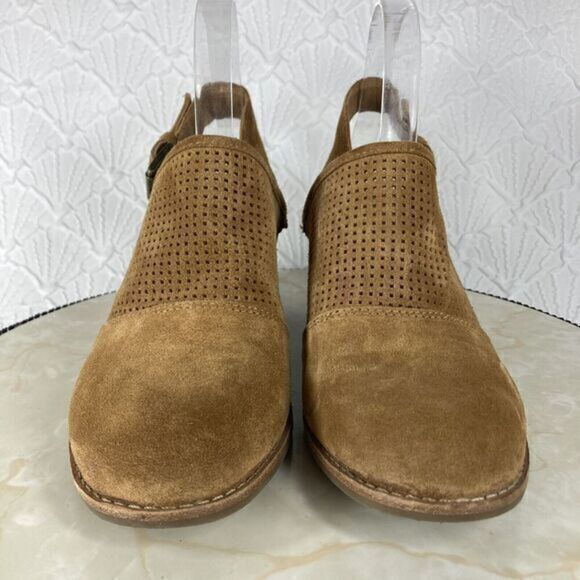 Sofft Slingback Heels Womens Size 9 Brown Suede Leather Sable Mule Wedge Clogs - Picture 3 of 13